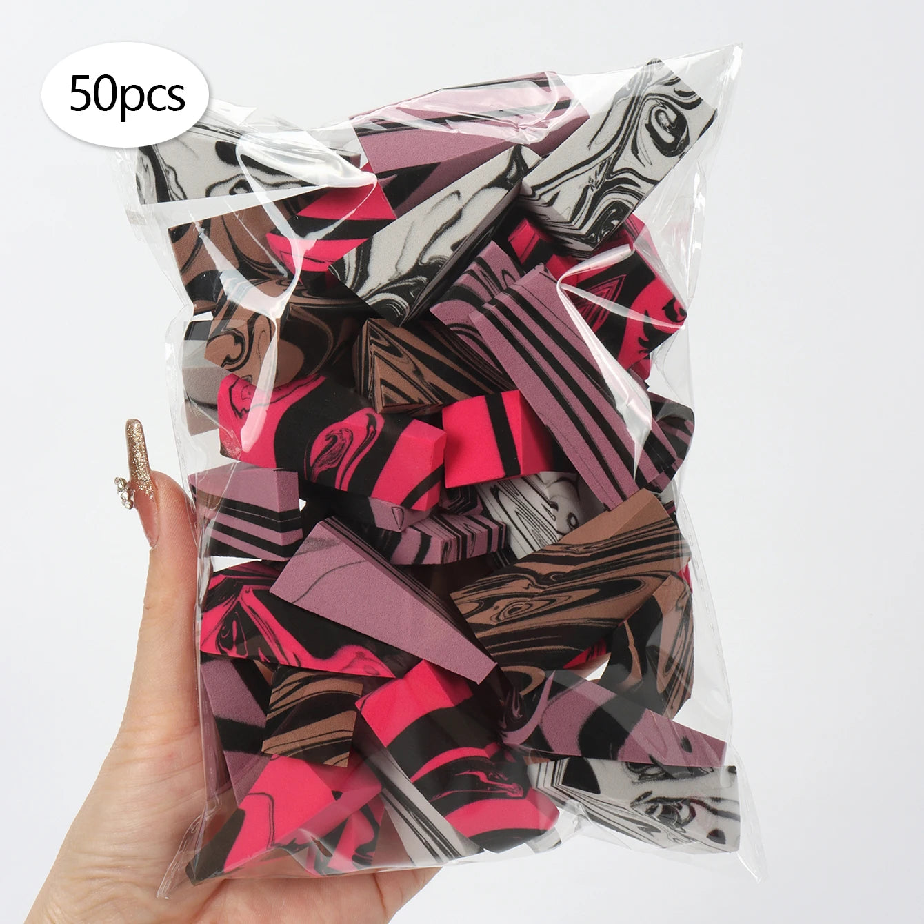NEW Arrivals 50 PCS Set of Random Color Facial Curve Mixed Make-Up Sponge, Latex-Free, Small Wedge-Shaped Smooth Application Beauty Sponge Applicator Women Cosmetic Accessories
