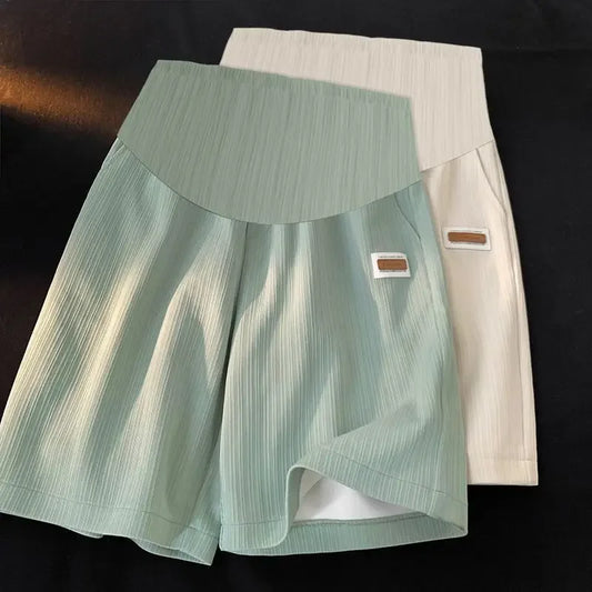 NEW Arrivals M-3XL Plus Size Black/Apricot/Light Green Maternity Shorts Summer Outdoor Hiking Thin Ice Silk Wide Leg Pants Loose Casual Straight Leg Mother Pregnancy Sports Clothing Supplies