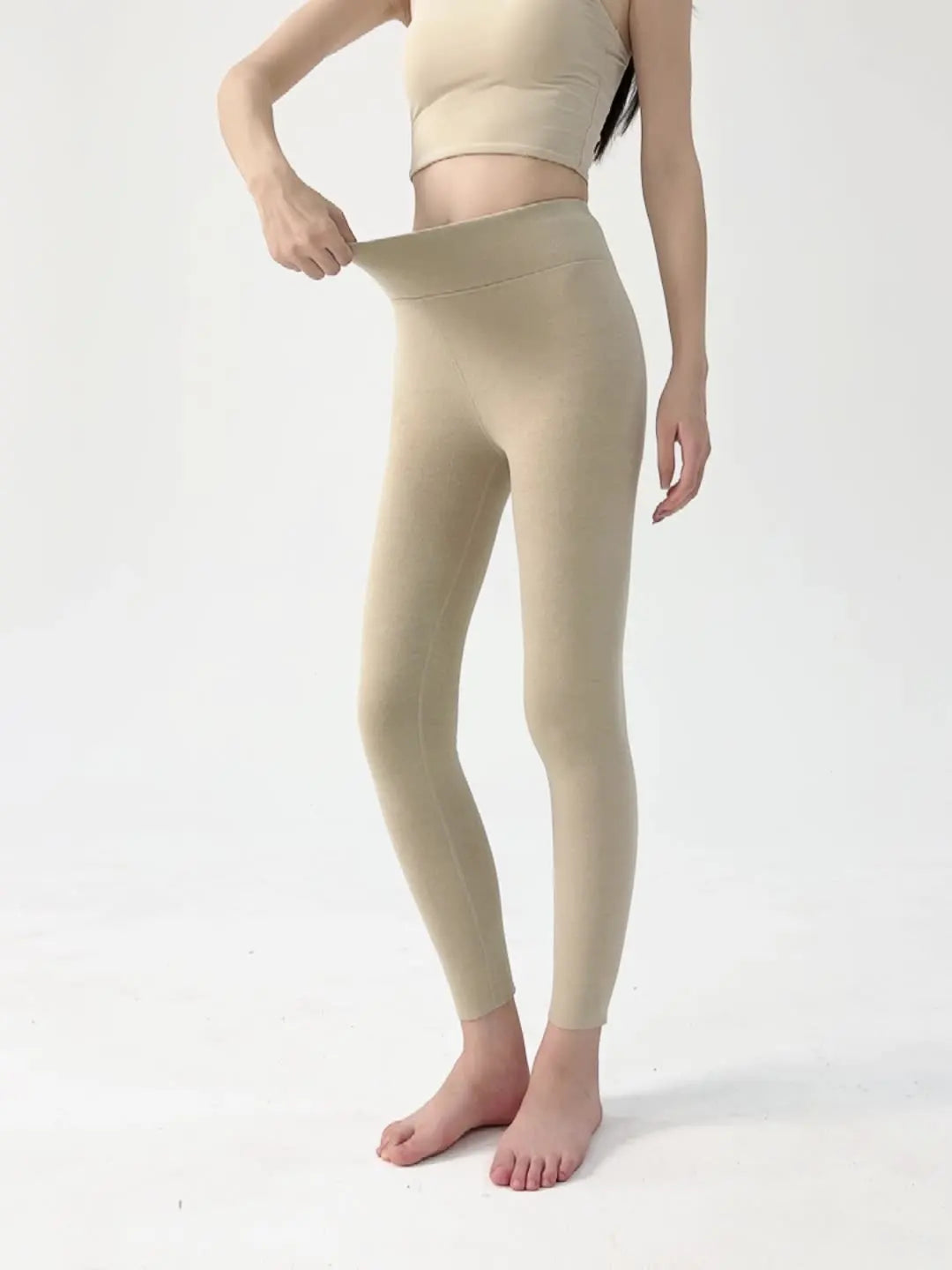 M-5XL Plus Size Chubby Women Thermal Leggings 7A Antibacterial Cashmere Silk Winter High Waist Elastic Pantyhose Warm Pants Outdoor Running Hiking Fitness Women Sports Clothing Supplies