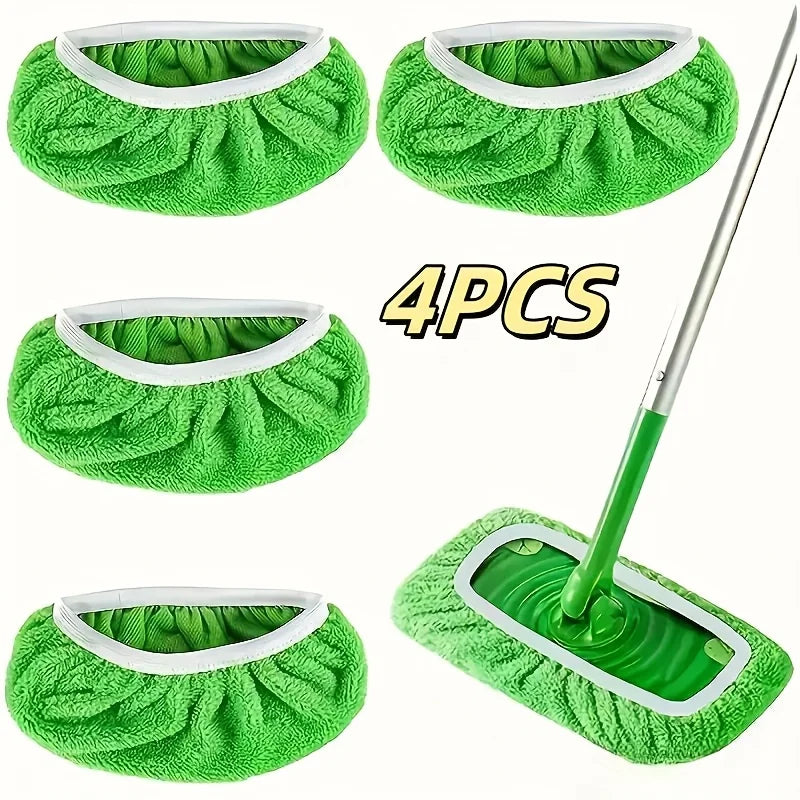 4 PCS Set Gray Color Reusable Mop Pads with High Water Absorption and Ultra-fine Fiber Cleaning Pads That Can Firmly Adhere To Most Standard Mops