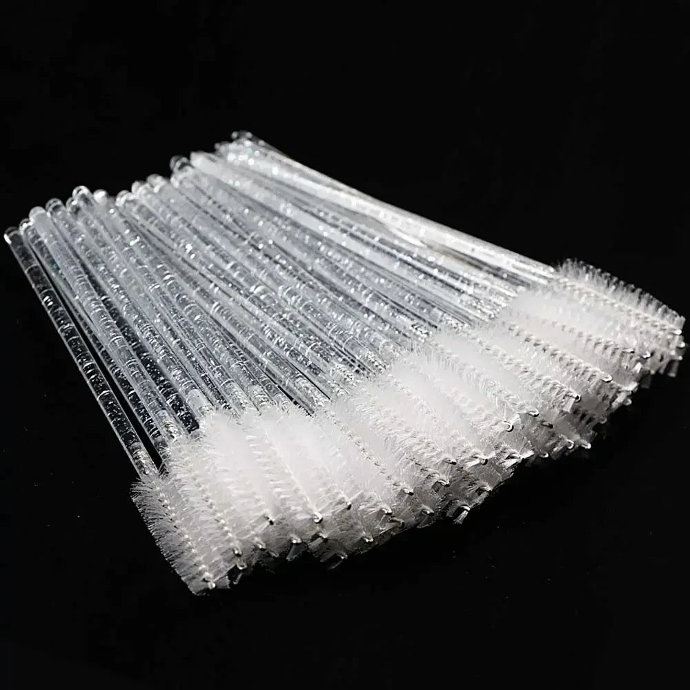 50PCS Set Black/White Color Disposable Crystal Eyelashes Brush Comb Eye Lashes Extension Mascara Wands Makeup Professional Makeup Beauty Tools