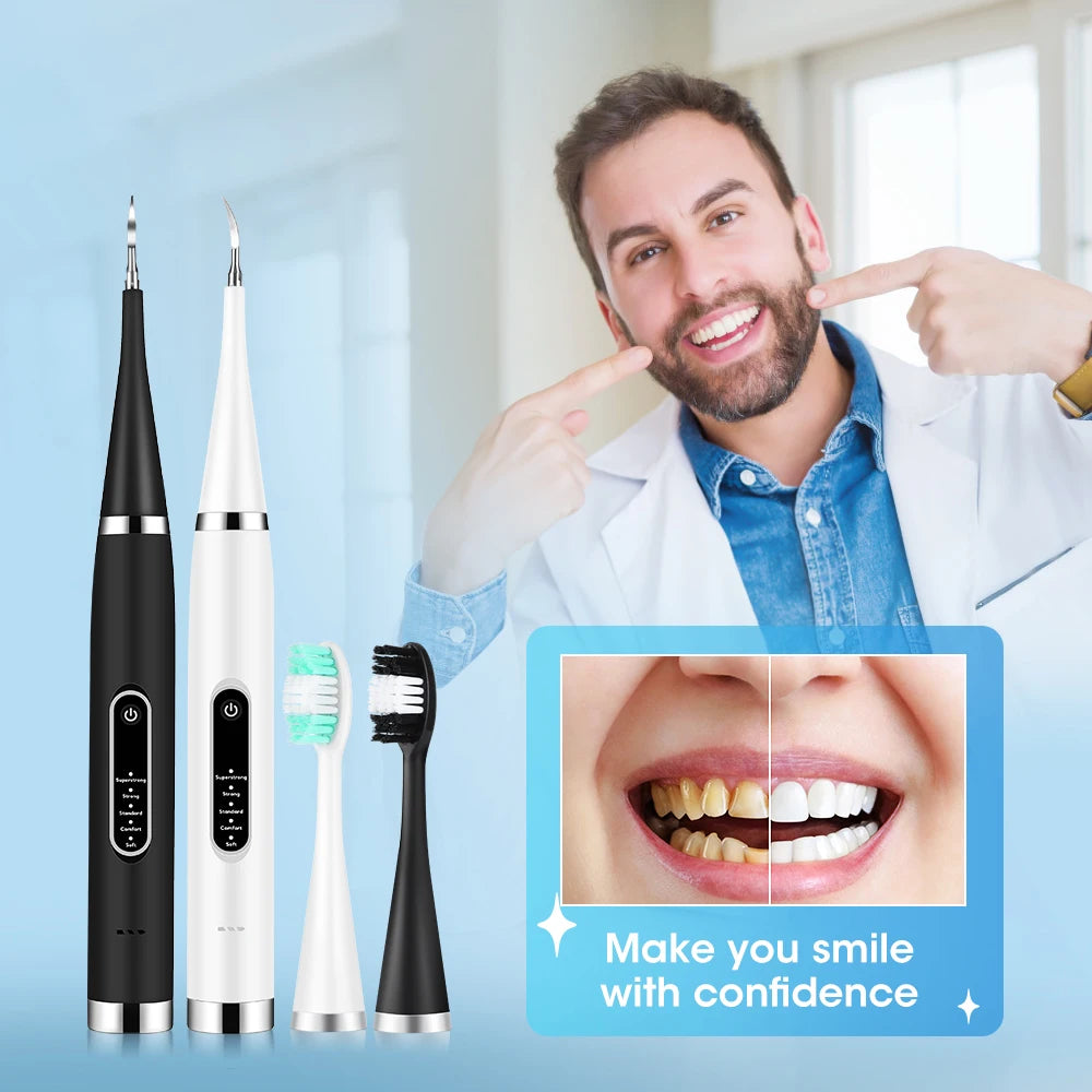 Wireless Electric Ultrasonic Dental Calculus Scaler 5 Modes Oral Teeth Tartar Remover Plaque Stains Removal Teeth Cleaner Teeth Whitening Oral Hygiene Care Kit Dentistry Tools Set
