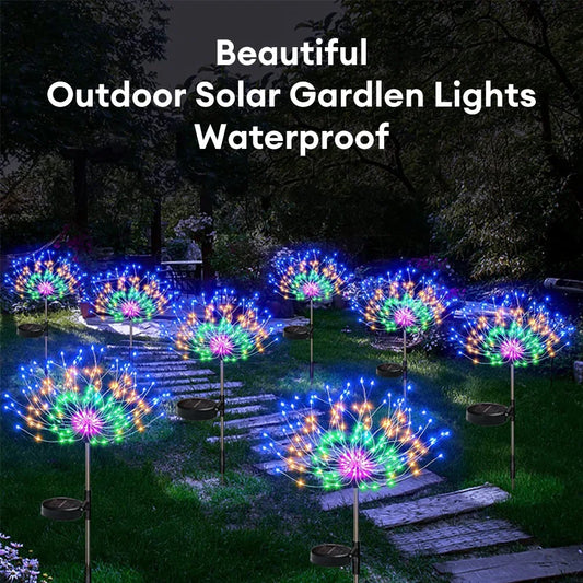 NEW Arrivals Solar Firework Light Grass Globe Dandelion 90/150/200 LED Fireworks Lamp For Garden Lawn Landscape Holiday Christmas Lights Home Garden Decoration Supplies