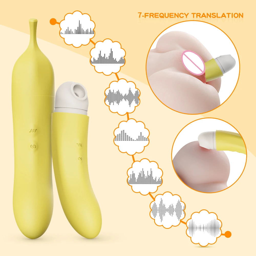 Banana Shape Vagina Sucking Vibrator Intimate Good Nipple Sucker Oral Licking Clitoris Stimulation Powerful Sex Toys for Women