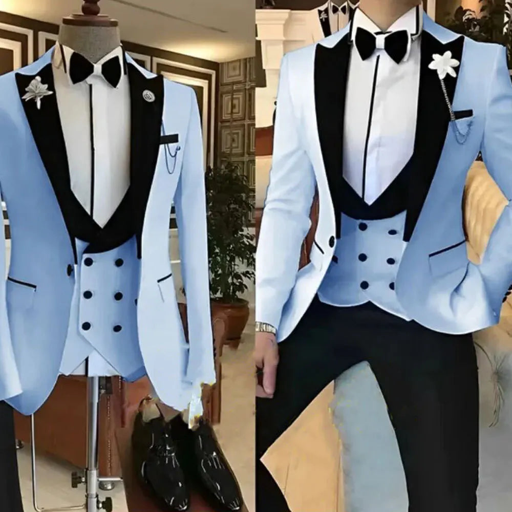 Low-Price Sales are Limited NEW 3PCS Set S-6XL PLUS SIZE 7 Colors  Business Blazer Wedding Costume Men's Suit Groom Best Man Wedding Banquet Suit Men Luxury Fashion Clothing Supplies