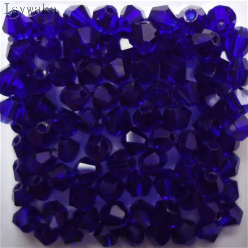 33 Colors 100 PCS Set Blue Multicolor 4mm Bicone Austria Crystal Beads Charm Glass Beads Loose Spacer Bead for DIY Jewelry Making Apparel Accessories Tools Set