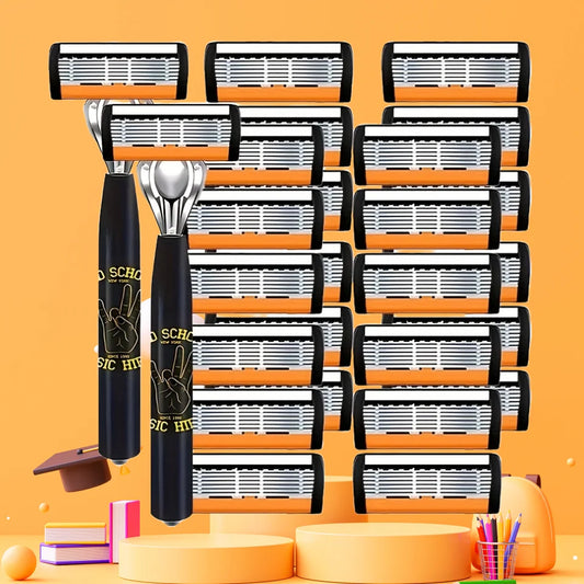 Brand New 21 Blades 7 Layer Set Men And Women Manual Safety Razor Blade 7-Layer Stainless Steel Hair Removal Shaving Blades Replaceable Shaver Head