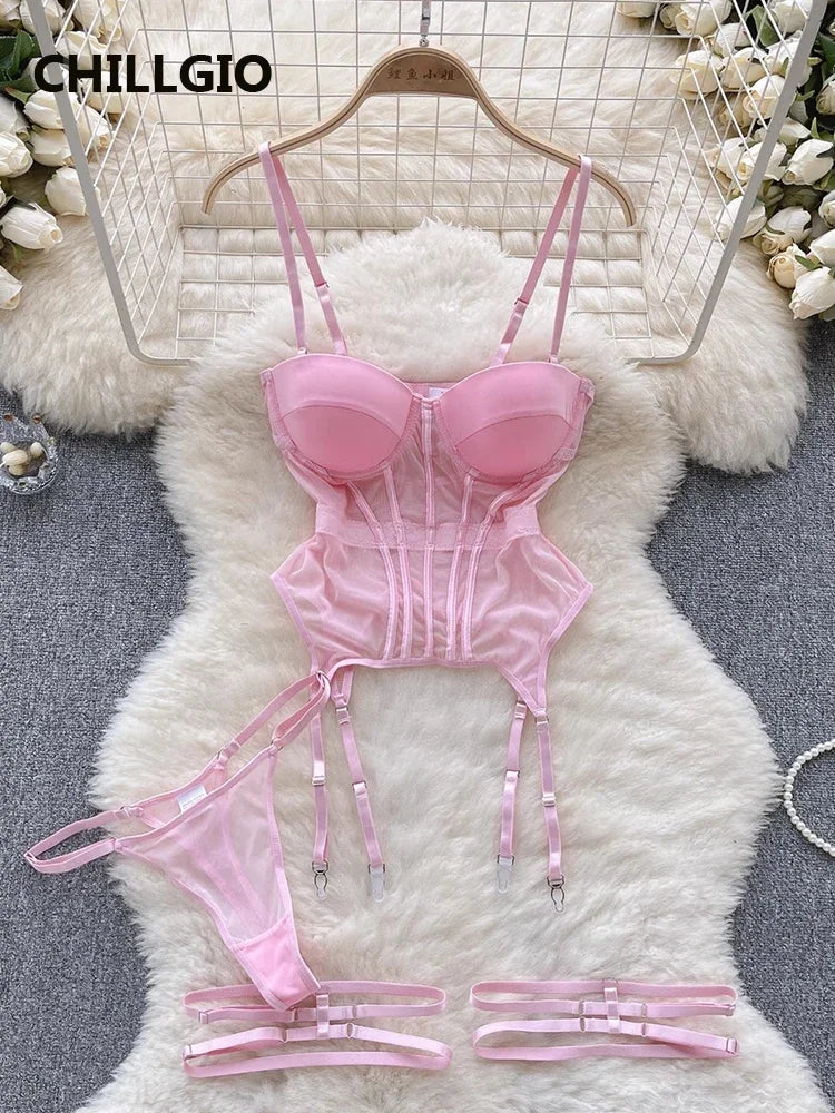 Women Sexy Mesh Transparent Bra Brief Suits Fashion Erotic Intimate Lingerie Bodycon Push Up Underwire Underwear Sets