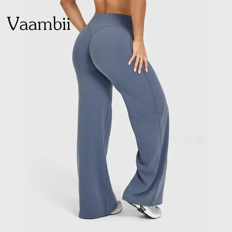 Naked Feel Yoga Pilates Running Sport Flare Trousers 6 Colors  Straight-Leg Pants Ultra Soft Butter Fabric Women's Mid-Waist Yoga Gym Fitness Pants Female Sportswear