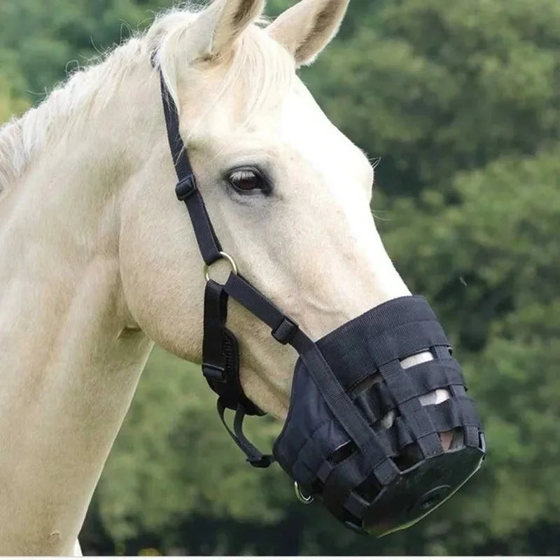 Horse Grazing Muzzle Easy Breathe Anti Biting Wear Adjustable Horse Mouth Cover Anti Biting Horse Muzzles for Equestrian