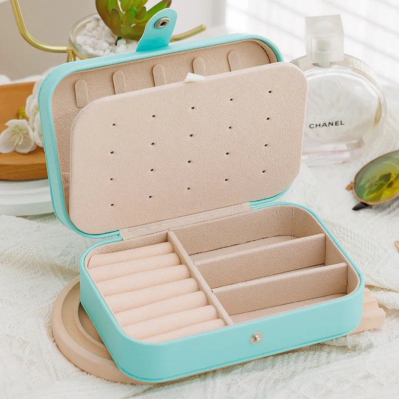 NEW Arrivals 10 Colors Double-Layer Leather Luxury Jewelry Box Gold Ring Box Jewelry Boxes and Packaging Necklace Earring Jewelry Storage Organizer and Makeup Case