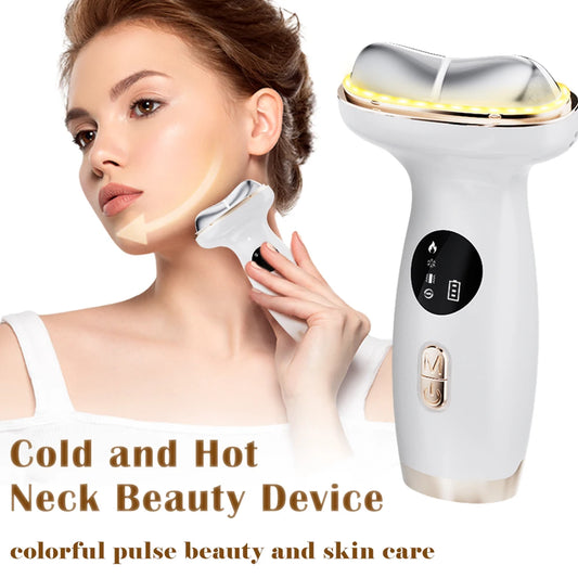 NEW EMS Neck Face Massager Double Chin Remover V Line Chin Lift Up Reducer 7 Colors LED Light Therapy Anti Neck Wrinkle Face Slimmer Women Beauty Salon Spa Supplies