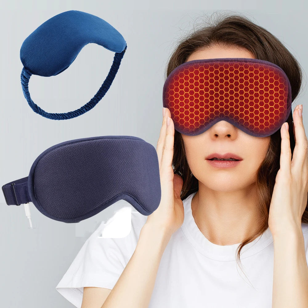 Electric Heated Eye Mask, USB Eye Mask for Dry Eyes with Constant Heating Temperature, Warm Compress Heating Pad for Sleep Dark Circles Removal Eye Strain Massage Relaxation Mask