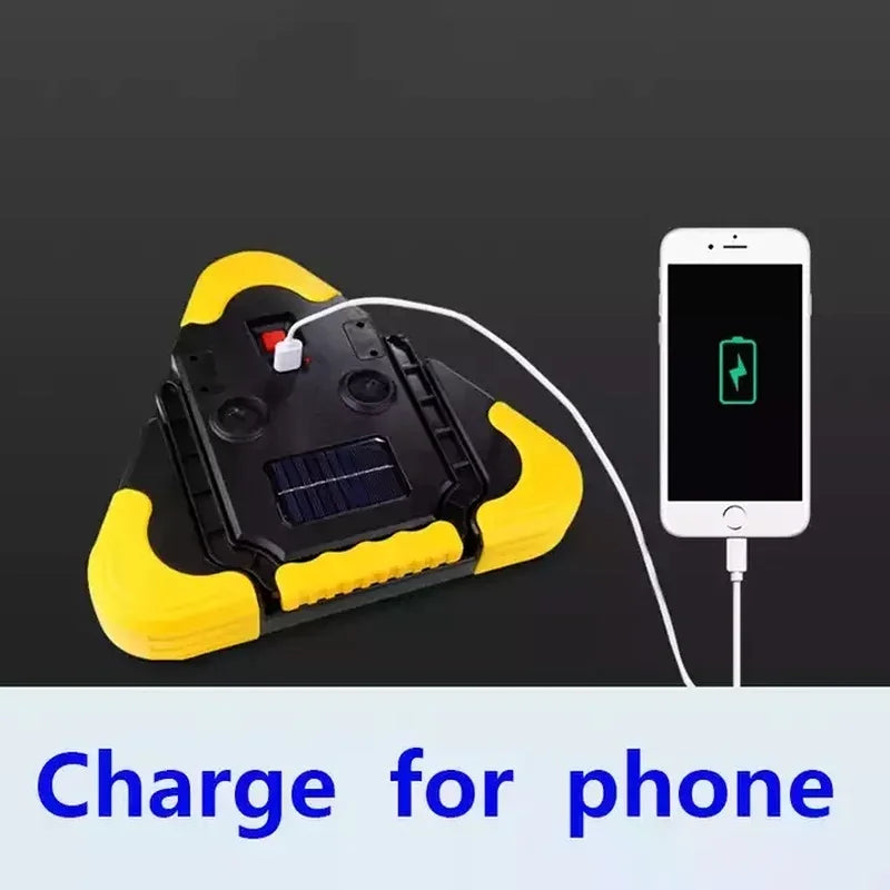 NEW Tripod Warning Light LED Multi-Function Car Emergency Light USB Phone/Solar Charging Car Triangle Safety Warning Sign with Camping Light Car Accessories