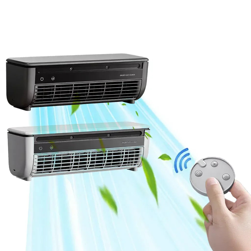 Black/White Color  E868 Wall-Mounted Air Cooling Fan 20W Power Quick Cooling Easy To Install Leafless Home Bedroom Living Room Kitchen Office Hotels Air Conditioning Fan with Remote Control.