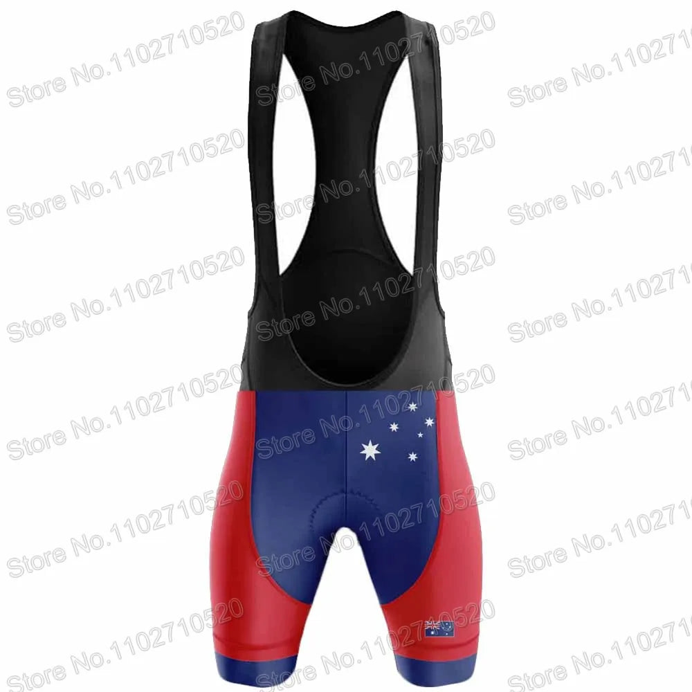 National Team Australia 2023 Cycling Jersey Set Short Sleeve Blue Clothing Road Bike Shirts Suit Bicycle Bib Shorts MTB Ropa