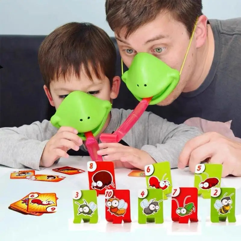 4 Person Frog Lizard Mask Wagging Tongue Lick Cards Board Games for Children Family Party Toys Antistress Funny Desktop Puzzle Game Toys