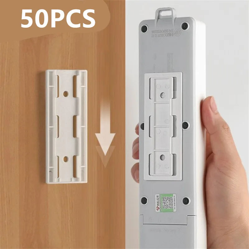 NEW Arrivals 50PCS Set Removable Wall-Mounted Self-Adhesive Desktop Socket Fixer Hanging Power Strip Cable Organizer Wall Holder Fixator Kitchen Home Office