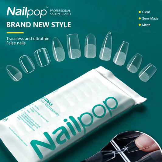 NAILPOP 120pcs False Nails Acrylic Press on Nails Coffin Artificial Nails Clear Fake Nail Tips for Extension Manicure Tool