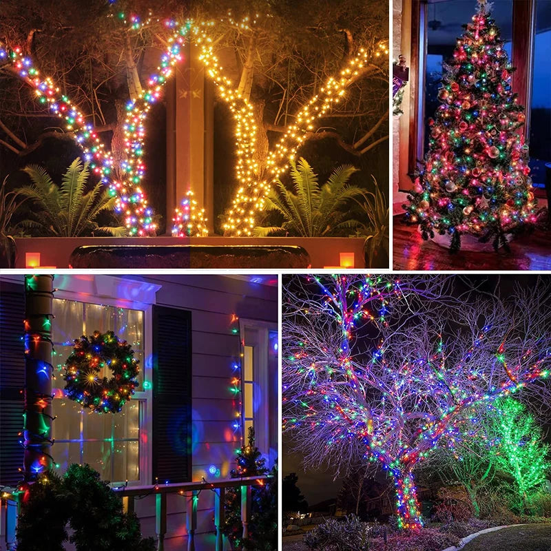 NEW Arrivals SOLAR 12M/22M/32M  LED Outdoor Christmas Light Solar Lamp Garden Christmas Light Xmas Tree Decoration IP65 Fairy String Light Lamp Garland Home Outdoor Garden Courtyard Balcony Decoration Supplies