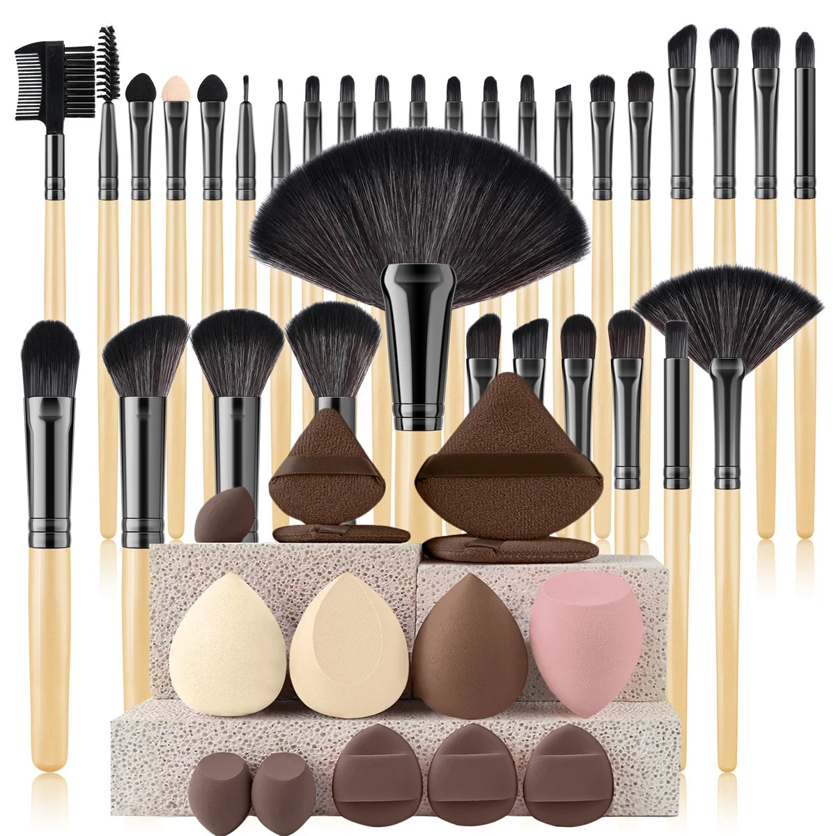 32 PCS Set 27 Colors  Professional Makeup Brush Set Cosmetic Tools for Powder Eye Shadow Foundation Blush Blending Beauty Makeup Brush Kit for Makeup Starters Women Cosmetic Tool Sets
