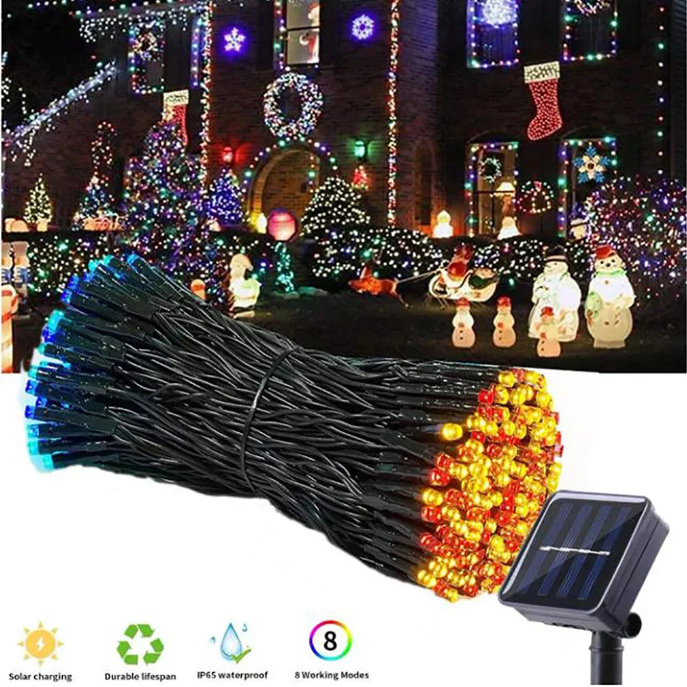 22M-300LED/32M-300LED Solar Powered Outdoor Fairy Lights IP65 Waterproof 8 Lighting Modes Suitable for Christmas Decoration Wedding Decoration Accessories Supplies