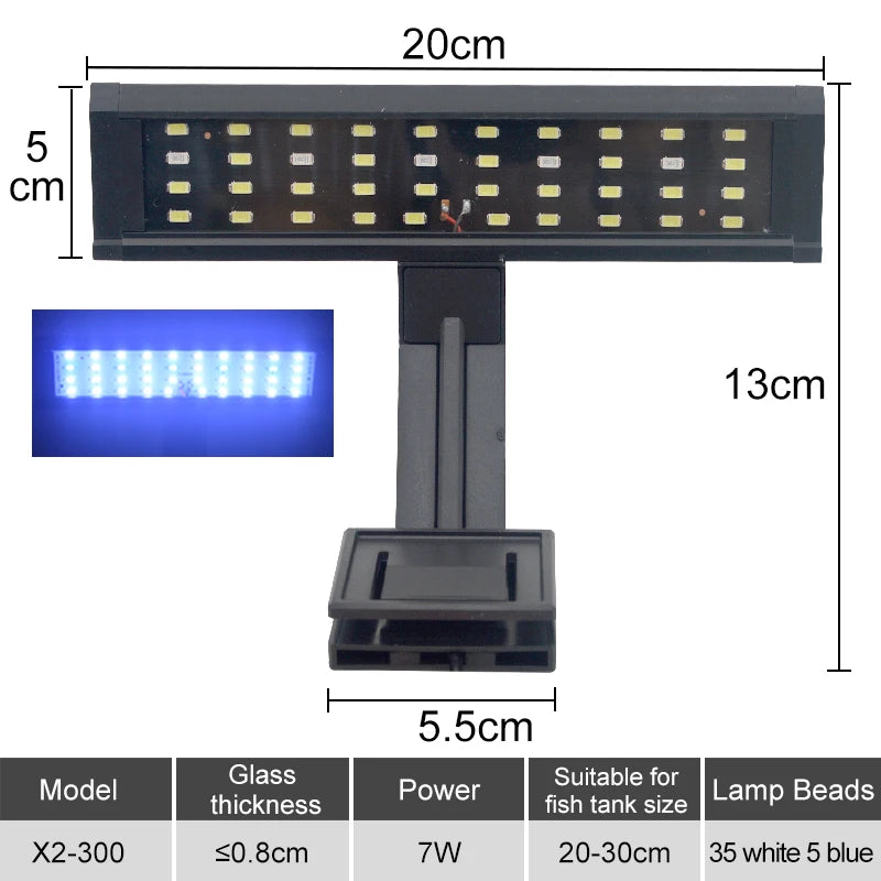 Aquarium LED Fish Tank Light Super Slim Plants Grow Clip Lights Lamp Aquatic Aquarium Lamps Lighting 220V 5W/7W/9W/12W/16W Home Office Hotels Restaurants Decoration Supplies
