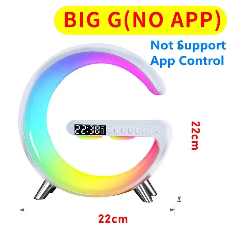 NEW Arrivals LED Smart Wake Up Light RGB Night Light with App Control, Bluetooth Speaker 15W Fast Wireless Charger Desk Lamp for Bedroom Bedside Game Room