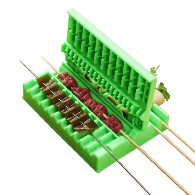 NEW Single Row Kebab Maker Barbeque Camping Grill Meat Skewer Machine Kebab Press Maker Reusable Plastic BQ Skewer Maker Kebab Preparation Cooking Tools