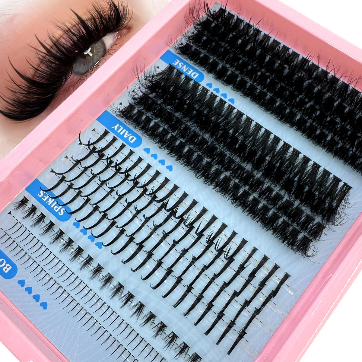 NEW Arrivals 15 Rows Lash Clusters Spikes Eyelash Extensions Spiky Lashes Extension Thick Individual Cluster Lashes with Spikes & Bottom Lashes Women Cosmetic Accessories