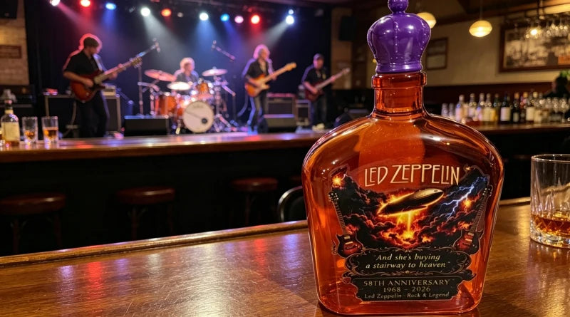 LED ZEPPELIN 58th Anniversary Whiskey Flask Portable Hip Flask Stainless Steel Whiskey Wine Bottle Decanter for Rock Fans Gift Home Bar Drinkware Night Club Pubs Barware Accessories