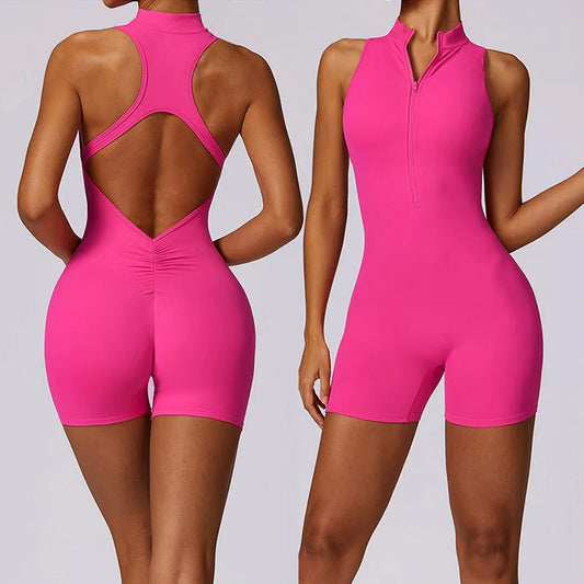 NEW Arrivals 14 Colors Plus Size Cloud Hide Front Zipper One Piece Jumpsuit Running Sports Bodysuit for Women Workout Women Overalls Sportswear Fitness Yoga Suit