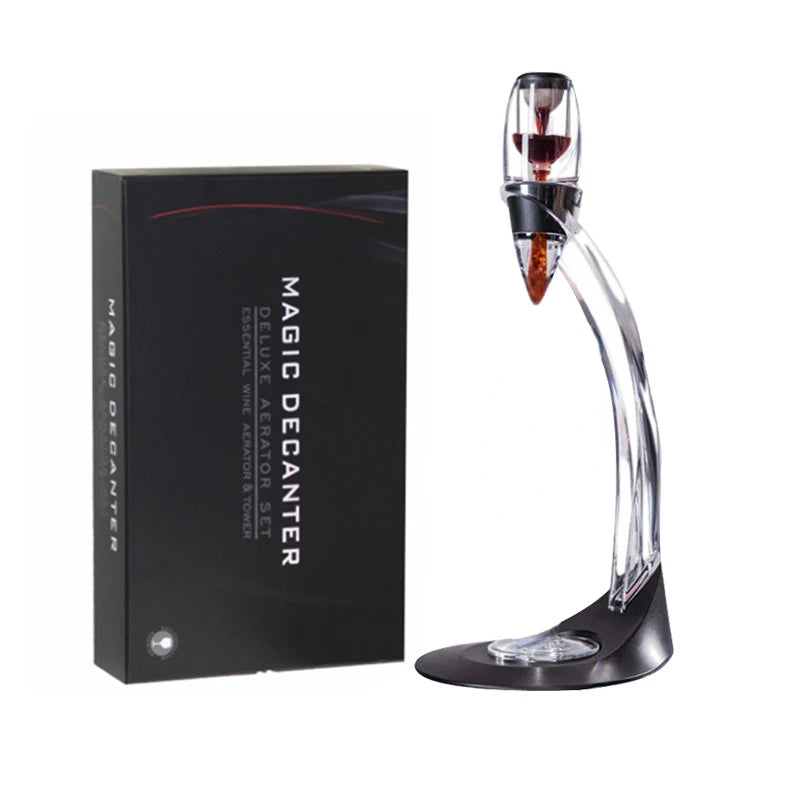 1 Set Professional Magic Red Wine Decanter Pourer with Filter Stand Quick Air Aerator Alcohol Dispenser for Home Office Hotels Bars Pubs Restaurants Dining Bar Essential Set New