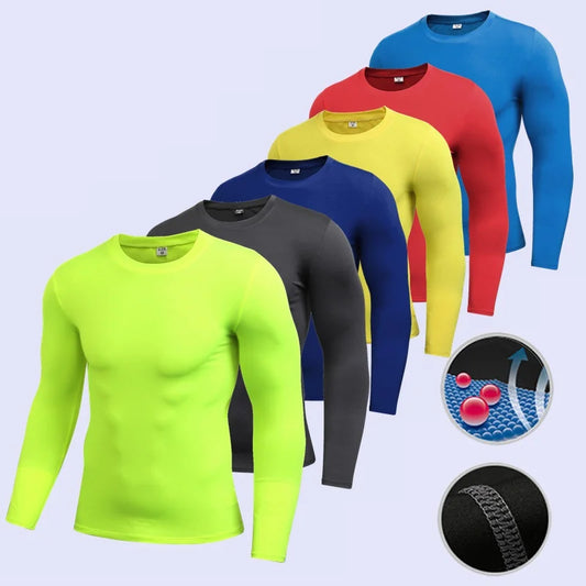 NEW S-3XL 5 Colors Men Compression Running T-Shirt Fitness Tight Long Sleeve Sport T-shirt Training Jogging Shirts Gym Sportswear Quick Dry  Sports Clothes