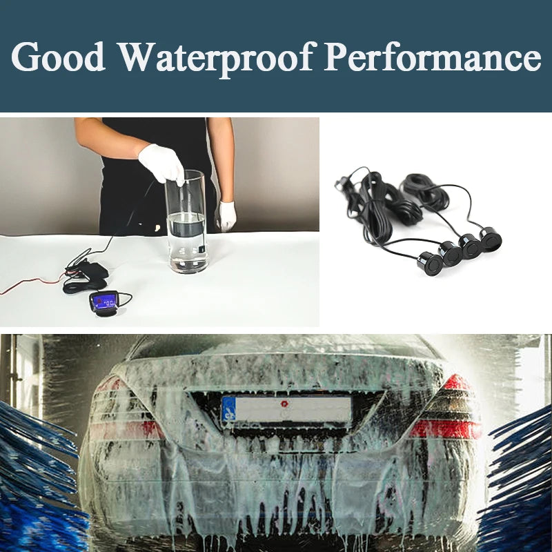 Car LED Parking Sensor Kit 4 Sensors 22mm Reverse Radar Sound Alert Indicator System 8 Colors