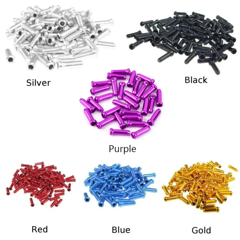 100Pcs Multiple Colors Aluminum Alloy Bicycle Brake Shifter Inner Cable Tips Wire End Cap Cable Bike Line Core Cap Cover Gear