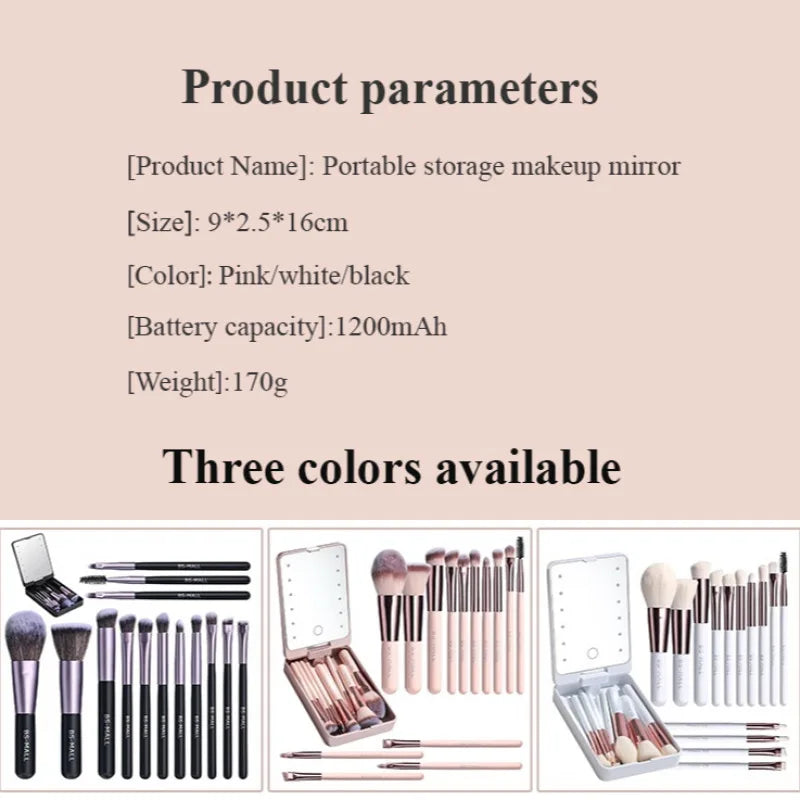 NEW Arrivals Make-Up Mirror Set with Lid Dustproof Organizer Lighted Makeup Brush Set Mirror for Bloggers Outdoor Travel Night Club Women Cosmetic Sets