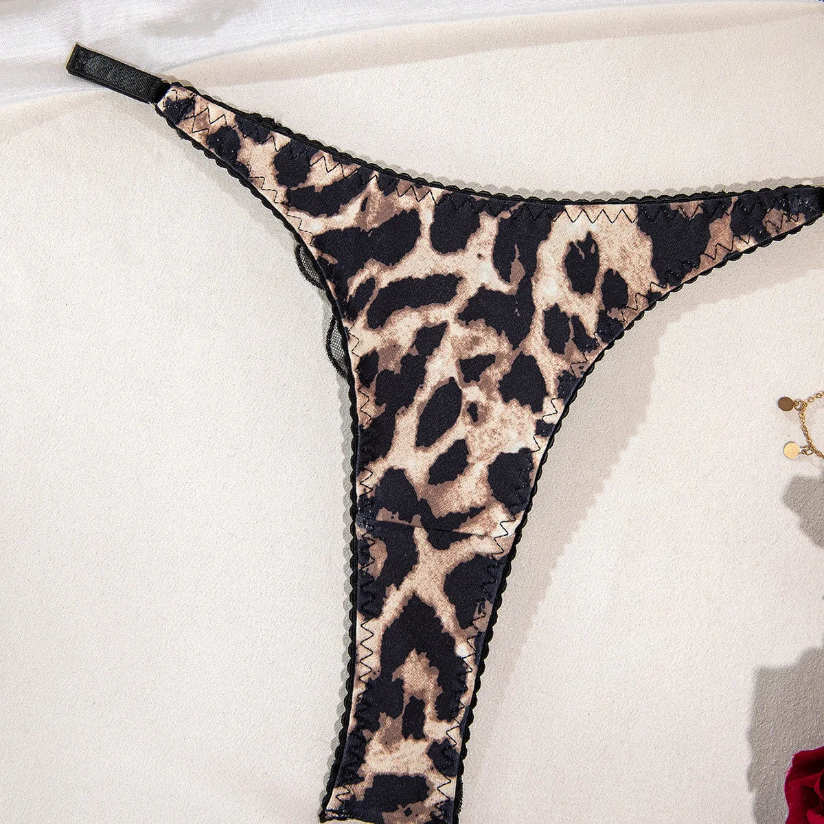 Sexy Ultra Thin Lace Leopard Lingerie Set No Steel Ring Women's Perspective Underwear Supplies See Through Exotic Apparel Suit Female Sexy Lingerie Fashion Clothing Sets Apparel Products