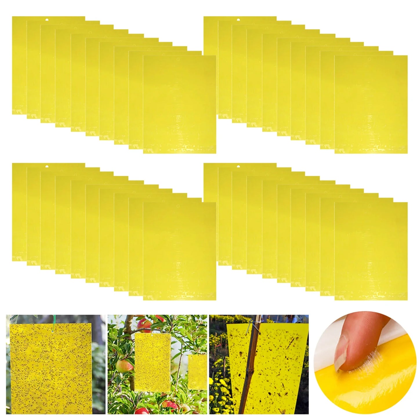 20-200PCS Yellow Fly Traps Bugs Sticky Board Dual-Sided Catching Aphid Insect Pest Control Whitefly Thrip Leafminer Glue Sticker