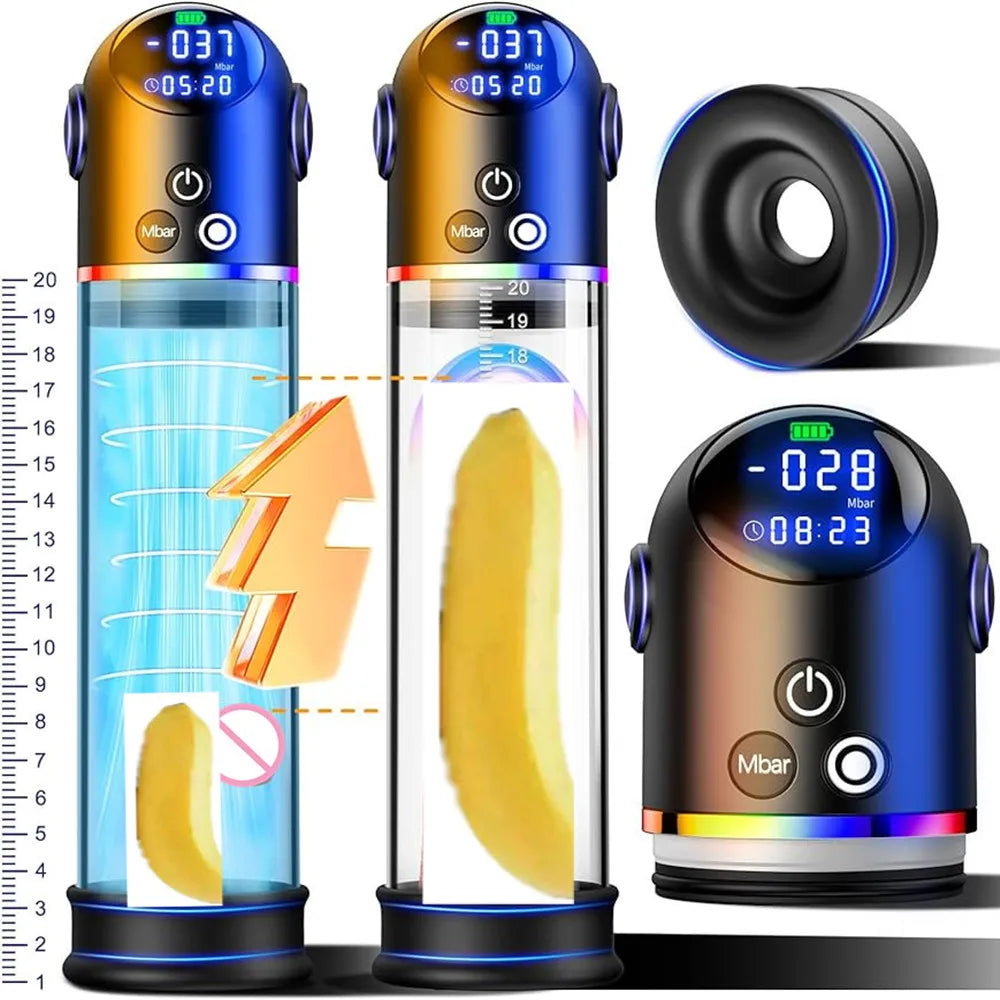 Adult Automatic Electric Penis Pump 4 Suction Modes Digital Display Penis Enlarger Pumps Penis Stronger Trainer Adult Sex Toy Men Gift