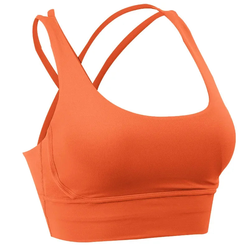 14 Colors S-XL New Push Up Sports Bra Yoga Vest  Cross Back Fitness Sexy Padded Top Gym Shock Absorbing Running Breathable Crop Top Sportswear