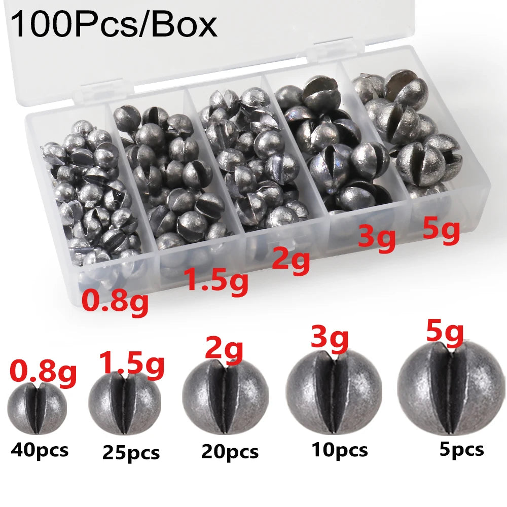 100-500 PCS Set Split Shot Alloy Fishing Weights 0.06g-5g Removable Clip On Sinkers Portable Box Freshwater Saltwater Fishing Tackle Sea River Lake Fishing Tool Sets