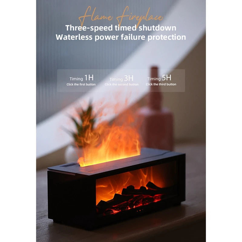 Flame Aromatherapy  Diffuser  Fireplace Essential Oil Air Cleaning Diffuser Air Humidifier Cool Mist With Realistic Fire Night Lights Home Bedroom Living Room Office Decoration Supplies