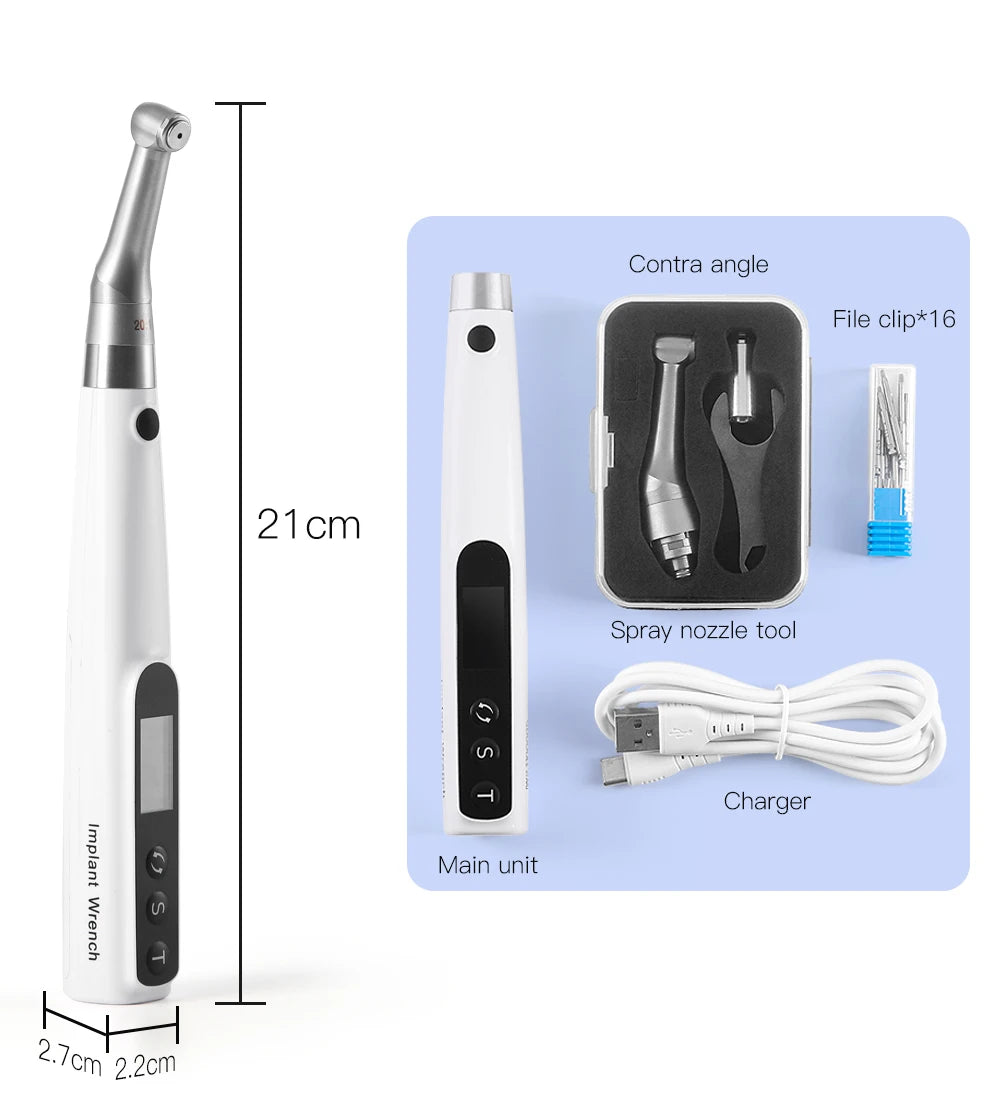 Dental Electric Wireless Torque Driver Implant Torque Wrench with 16pcs Screwdrivers Kit Implant Motor Dentistry Tools