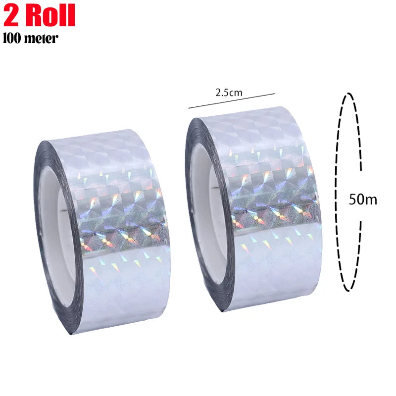 4 Rolls Set 200M Bird Repeller Tape Hawks Pigeon Flashing Reflective Repellents Anti-Bird Scare Double-Sided Ribbon Tape Garden Orchard Plants Flowers Fruits Protective Film Home Garden Tools Sets