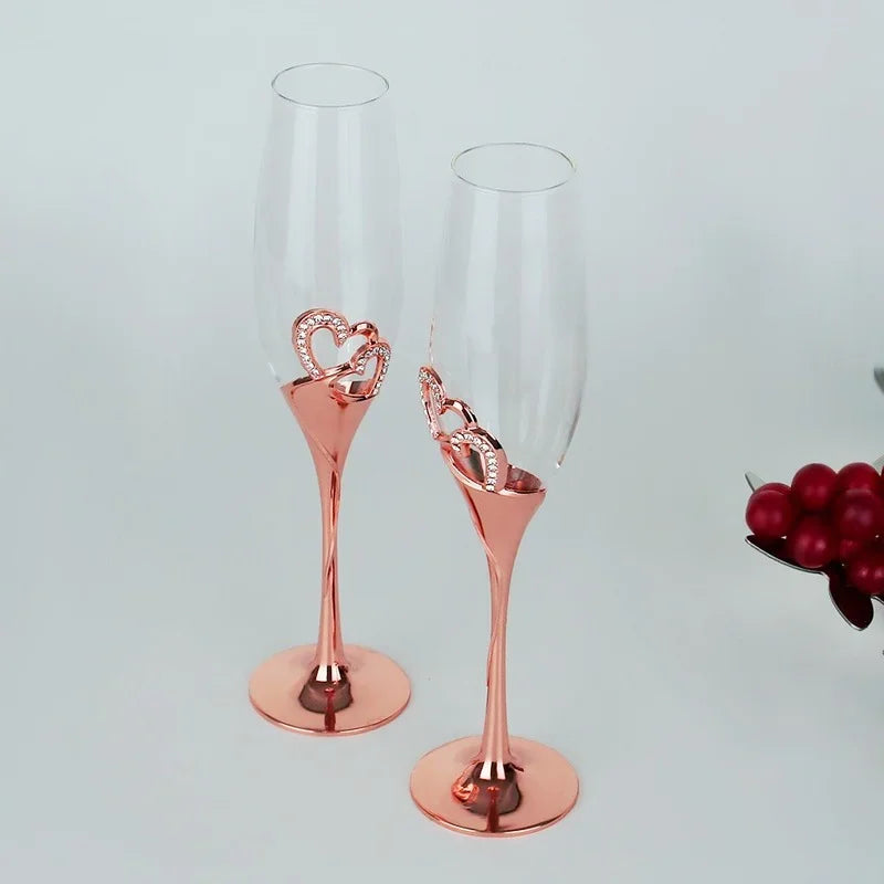 2 PCS Set 400ML Crystal Bubble Champagne Glass Red Wine Cup Set Wedding Luxury Gifts Transparent Porcelain Glass High Foot Red Wine Glasses