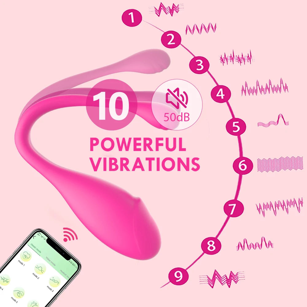 10 Modes Wireless Bluetooth APP Vibrator Female Remote Control Wearable Egg Clitoris Stimulator G Spot Massager Sex Toys for Women Endless Pleasure Adults Panties Sex Toys Supplies