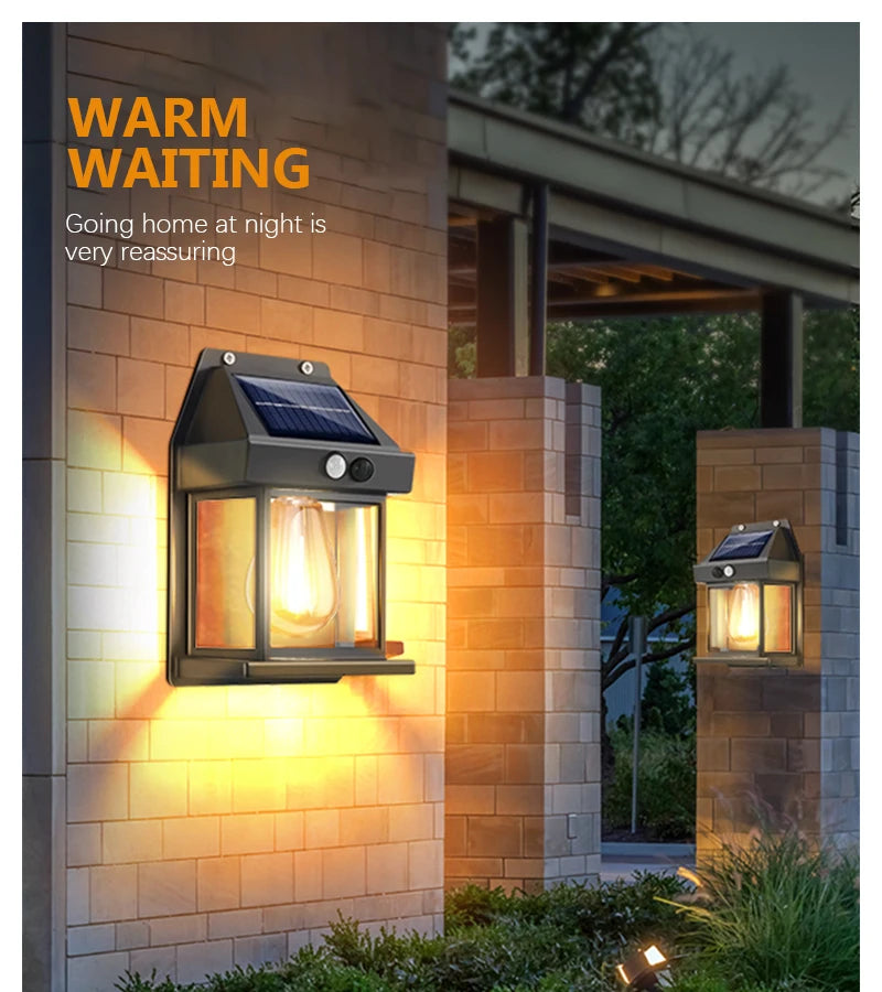4 PCS Set LED Solar Tungsten  Light Outdoor IP65 Waterproof Lamp Motion Sensor Wall Lamp Garden Porch Path Courtyard Decoration Lighting