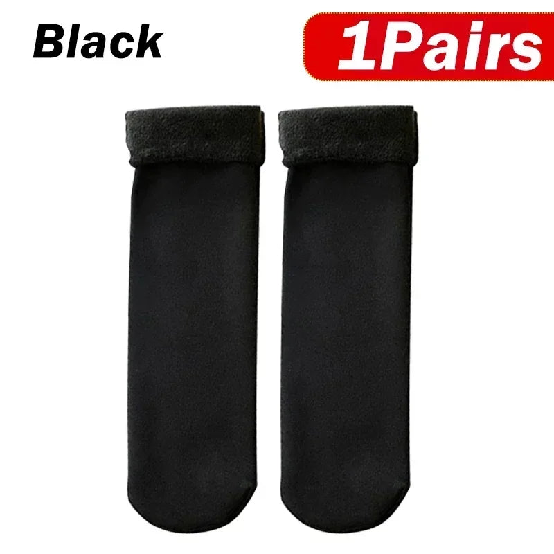 5 Pairs Black Set New Women Winter Thicken Warm Short Socks Thermal Cashmere Wool Socks Nylon Snow Velvet Boots Home Floor Calces