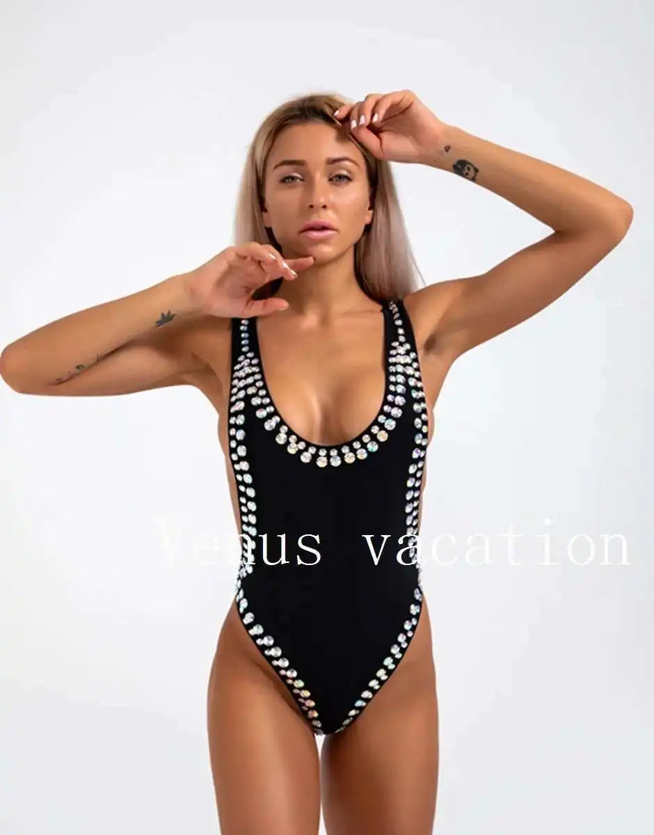 NEW Ladies Luxurious Rhinestones Diamonds Swimsuit Exterior Boutique High-End One-Piece Bikini Women Luxury Swimwear Beach Wear